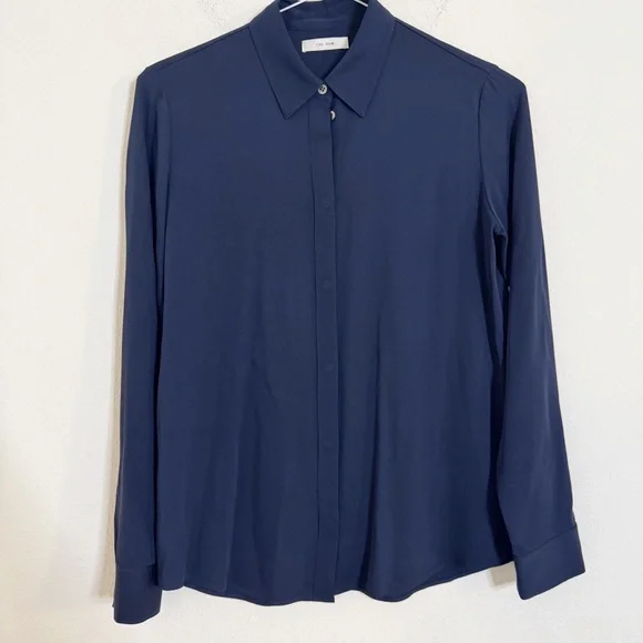The Row | Tops | The Row Navy Blue Silk Button Up Shirt